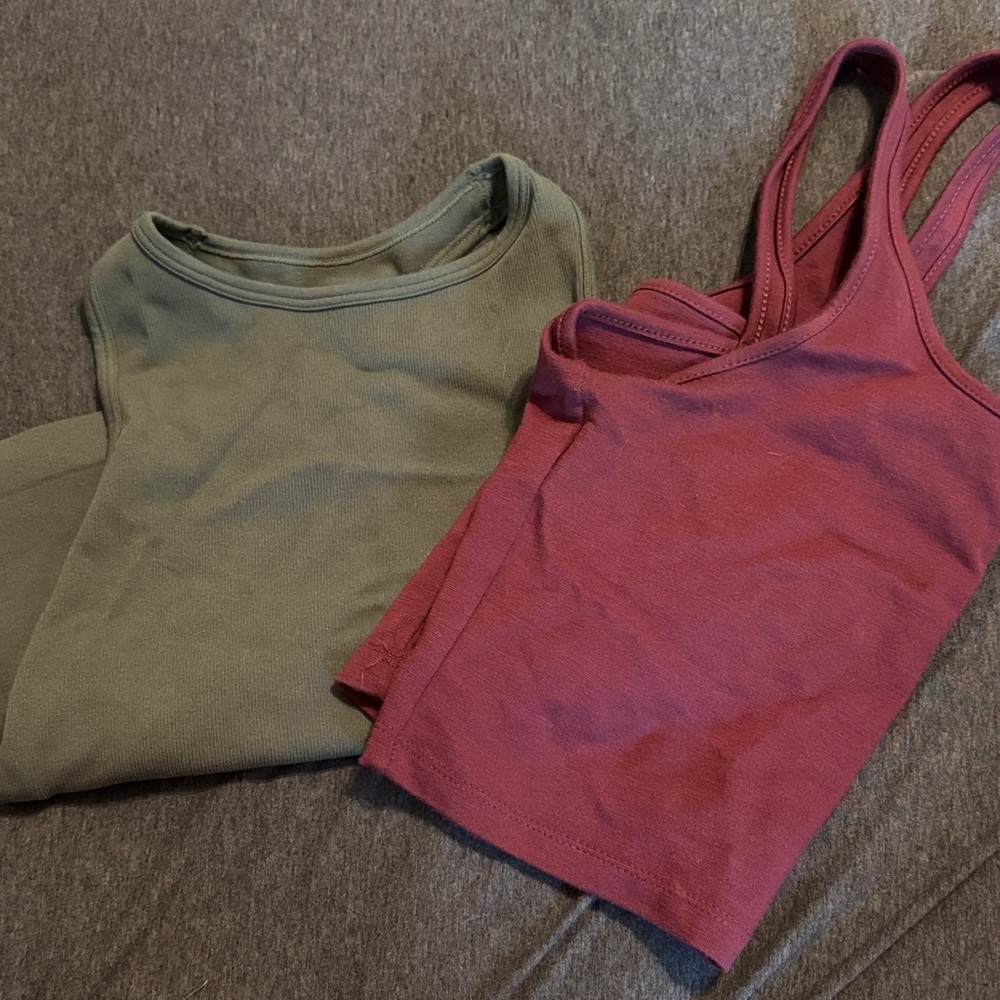 Green and Burgundy Tank Tops- Buckle